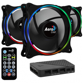 Aerocool eclipse 12 pro argb pack 3 ventiladores 120mm + h66f hub + control remoto