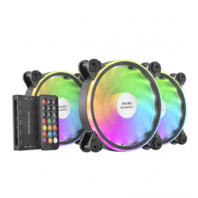 Mars gaming mfx pack 3 ventiladors argb dual 120mm negres comandament rf