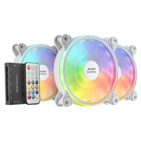 Mars gaming mfx pack 3 ventiladors argb dual 120mm blancs + comandament rf