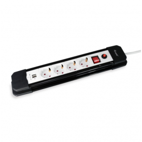 Equip regleta de alimentacion 4 tomas de red con interruptor 2 puertos usb negra blanca