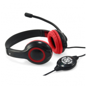 Conceptronic auriculares usb con control de volumen rojos