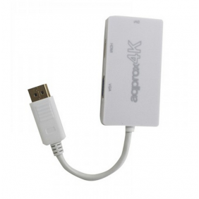 Approx appc37 adaptador displayport a hdmi/dvi/vga blanc