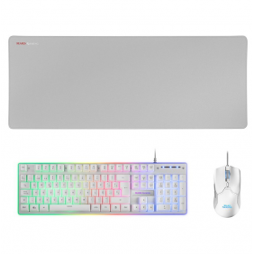 Mars gaming mcpx combo teclado + ratón + alfombrilla xxl blanco