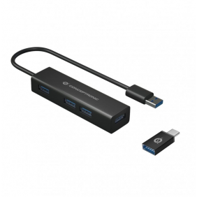 Conceptronic hubbies06b hub 4x usb 3.0 usb-c alumini negre