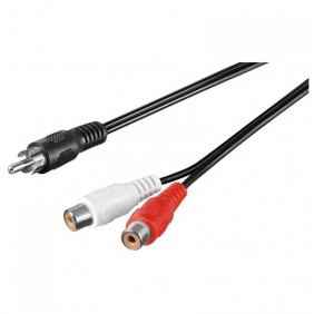 Equip cable audio mini jack 3.5mm macho a 2x rca hembra 2.5m negro