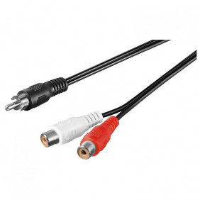 Equip cable àudio mini jack 3.5mm mascle a 2x rca femella 2.5m negre