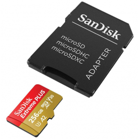 Sandisk extreme plus microsdxc 256gb clase 10 u3 v30 a2 + adaptador sd