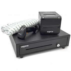 Approx apppospack4180 pack tpv cajón portamonedas + impresora térmica + lector de códigos + rollos t