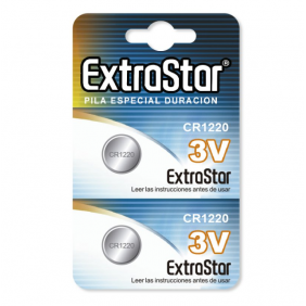 Extrastar pack de 2 piles de botó cr1220 3v