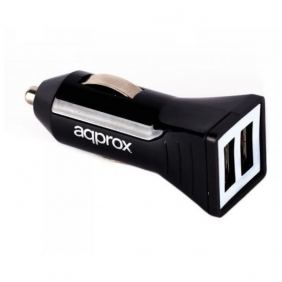 Approx cargador de coche 2 puertos usb negro