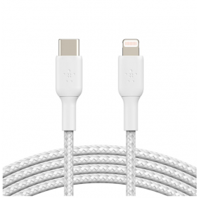 Belkin boost charge cable trenzado de carga rápida usb-c a lightning 1m blanco