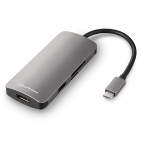 Sharkoon hub usb 3.0 tipo-c multipuerto gris oscuro