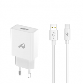 Home cargador quickcharge 3.0 18w blanco + cable usb-c