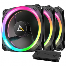 Antec prizm 120 argb pack ventilador 120mm + controladora + tira led argb