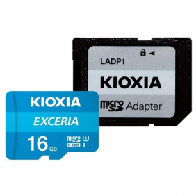 Kioxia exceria microsdhc 16gb classe 10 uhs-i + adaptador sd