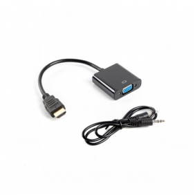 Lanberg adaptador hdmi a vga + cable minijack 3.5mm mascle/femella 20cm negre