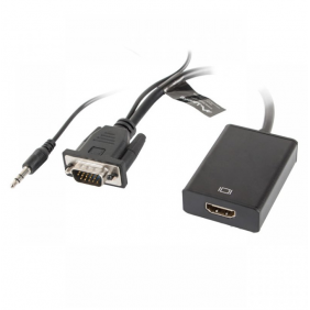 Lanberg adaptador vga + jack 3.5mm a hdmi macho/hembra negro