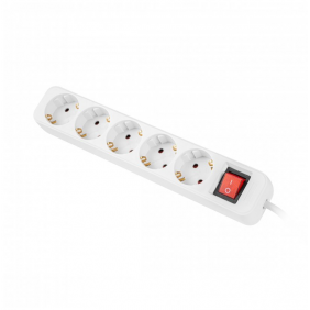 Lanberg regleta 5 tomas schuko con protección 3m blanca