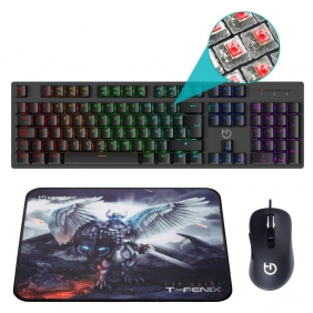 Hiditec pack gaming teclado + ratón + alfombrilla