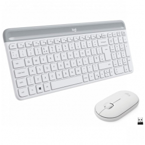 Logitech mk470 slim combo teclado + ratón inalámbricos blanco