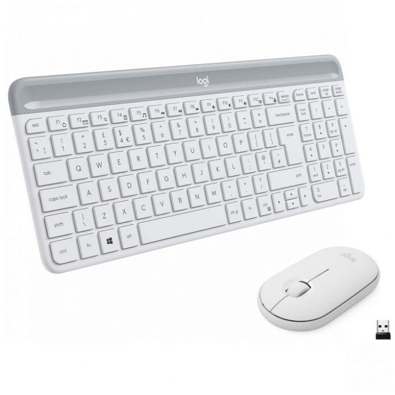 Logitech mk470 slim combo teclado + ratón inalámbricos blanco