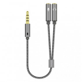 Aisens cable àudio jack 3.5mm a 2xjack 3.5mm mascle/femella 25cm grisa