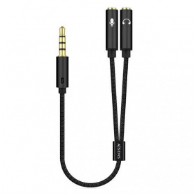 Aisens cable àudio jack 3.5mm a 2xjack 3.5mm mascle/femella 25cm negre