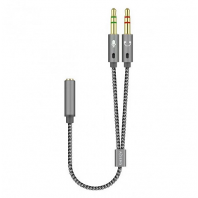 Aisens cable adaptador jack 3.5mm a 2xjack 3.5mm femella/mascle 25cm gris