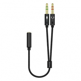 Aisens cable àudio jack 3.5mm a 2xjack 3.5mm femella/mascle 25cm negre