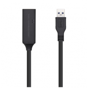 Aisens cable allargador usb 3.0 tipus a mascle/femella amb amplificador 5m negre