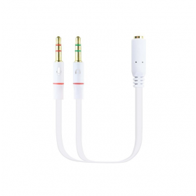 Nanocable cable audio jack 3.5 a 2xjack 3.5 macho/hembra 20cm blanco