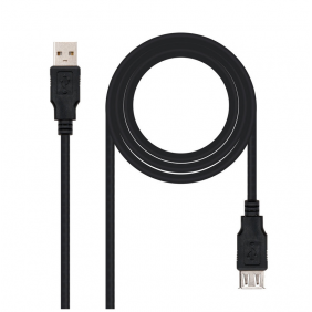 Nanocable cable usb 2.0 tipo a macho/hembra 1.8m negro