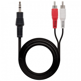 Nanocable cable audio estéreo jack 3.5 a 2xrca macho/macho 1.5m negro