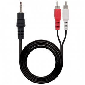 Nanocable cable àudio estèreo jack 3.5 a 2xrca mascle/mascle 1.5m negre