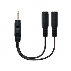 Nanocable cable audio estéreo jack 3.5mm macho a 2x jack 3.5mm hembra 15cm negro