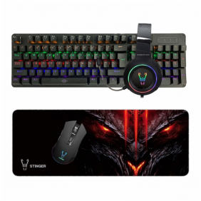 Woxter stinger elite kit gaming teclado mecánico + ratón Óptico + alfombrilla + auriculares
