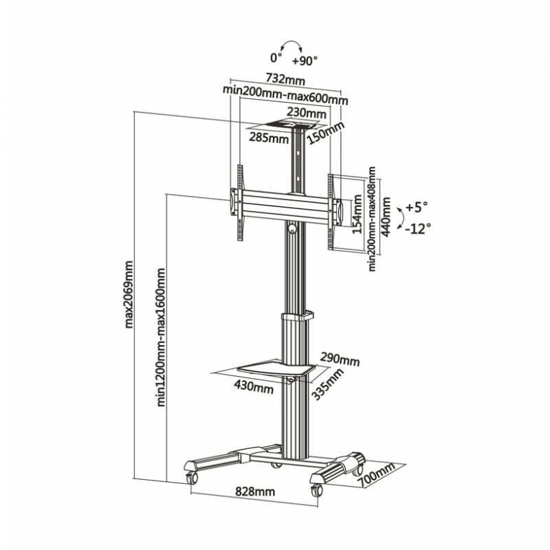 Aisens FT70S-077 Soporte de Pie para TV de 37-70 VESA 600x400 Máx 40Kg