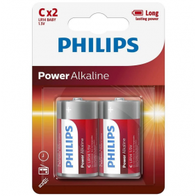 Philips pack 2 pilas alcalinas c lr14