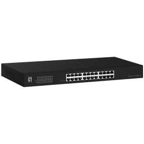 Levelone switch 24x ge geu-2431 19\" rack mount kit no administrado gigabit ethernet (10/100/1000) 1u negro