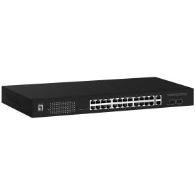 Levelone gep-2841 switch gestionado l2 gigabit ethernet (10/100/1000) energía sobre ethernet (poe) 1u negro