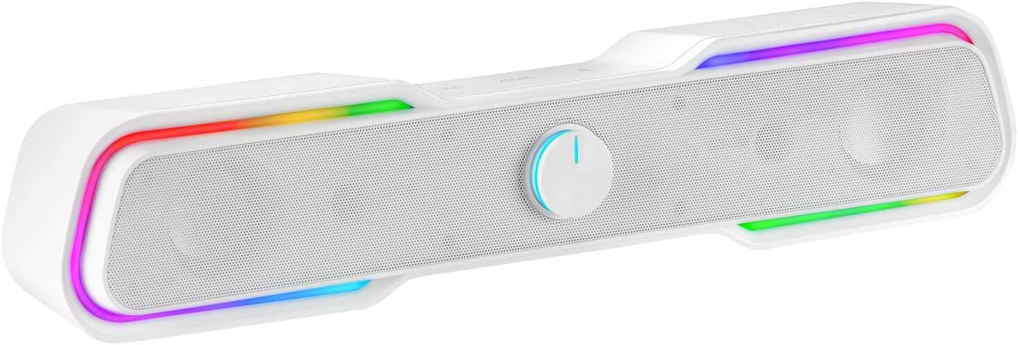 Mars Gaming Barra De Sonido Gaming 10W - Procesador De Sonido Dsp - Iluminacion Rgb - Conexion Jack + Bluetooth 5.0 - Color Blanco