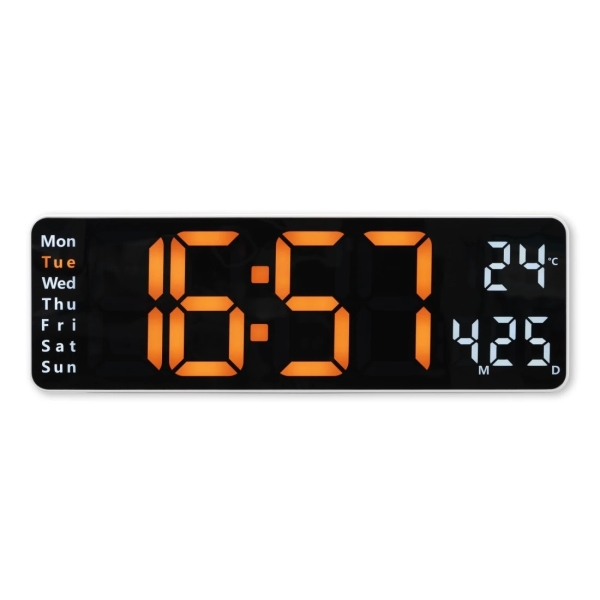 Hama Santa Cruz Reloj De Pared Digital - Termometro - Alarma - Fecha - Pantalla Grande - 32X10X3Cm - Color Blanco