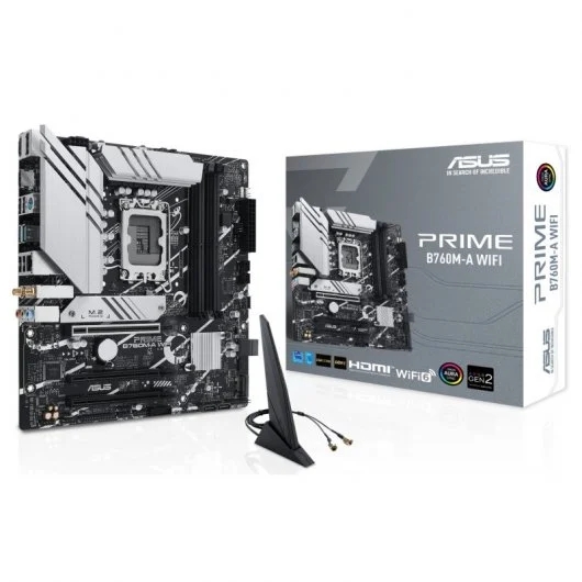 Asus Prime B760M-A Wifi Placa Base Intel Lga1700 4X Ddr5 - Hdmi, M.2, Pcie4.0, 4X Sata Iii, Usb 3.2, Microatx