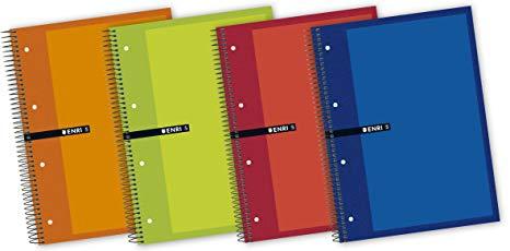 Enri Cuaderno Espiral Microperforado 120H+40H A4+ 5X5Mm 4 Taladros 5 Bandas Color T/Extraduras C/Surtidos