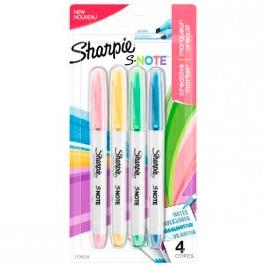 Sharpie Marcador S-Note Rotulador Punta Biselada Colores Surtidos Pastel Blíster 4 Ud