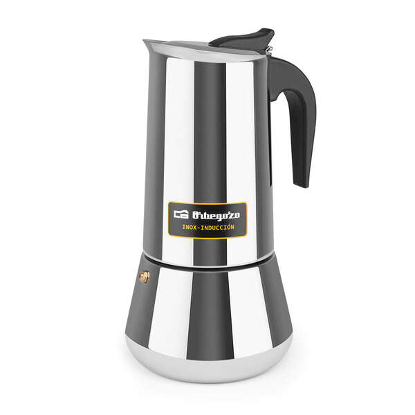 Orbegozo Kfi 1260 Cafetera Italiana De Acero Inoxidable - Capacidad Para 12 Tazas - Mango Ergonomico - Compatible Con Estufas De Gas - Electricas - De Ceramica E Induccion