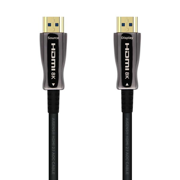 Aisens Cable Hdmi V2.1 Aoc (Active Optical Cable) Fibra Optica Ultra Alta Velocidad Uhs 8K@60Hz 4K@120Hz 4:4:4 48Gbps - A/M-A/M - 100M - Color Negro