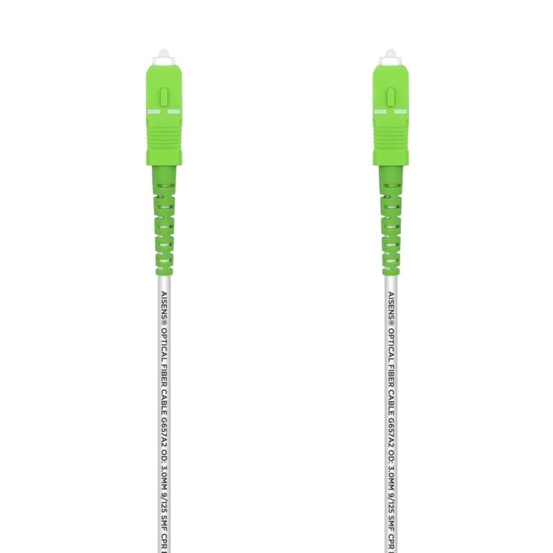 Aisens Cable Fibra Óptica Latiguillo G657A2 3.0 9/125 Smf Simplex Cpr Dca Lszh,Sc/Apc-Sc/Apc, Blanco 1.0M