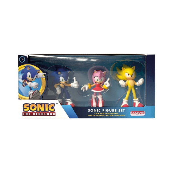 Comansi Set Super Sonic 3 Figuras - Super Sonic, Sonic Y Amy Rose - Coleccionable - Regalo Gamer