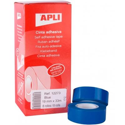 Apli Cinta Adhesiva Silenciosa Rollo 19Mm X 33M Pp Caja 8 Ud Azul